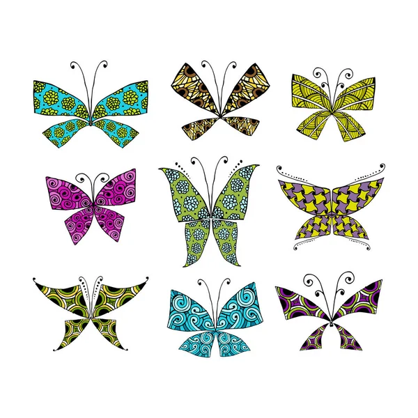 Farfalla colorata, impostata per il tuo design — Vettoriale Stock