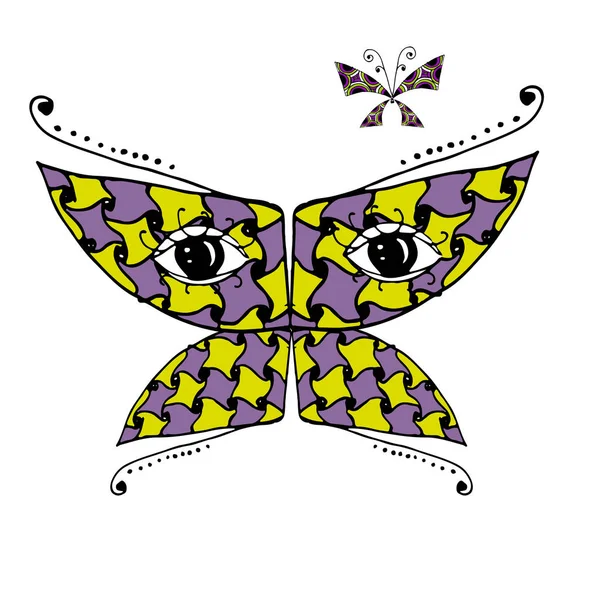 Mariposa colorida con ojos para su diseño — Vector de stock