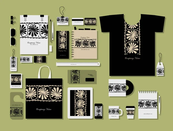 Corporate flat mock-up template, floral mandala design — Stock Vector