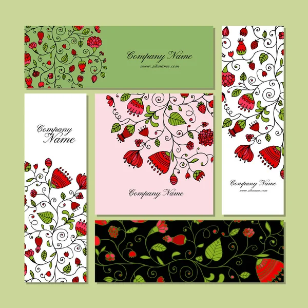 Design de cartões de visita, fundo floral —  Vetores de Stock