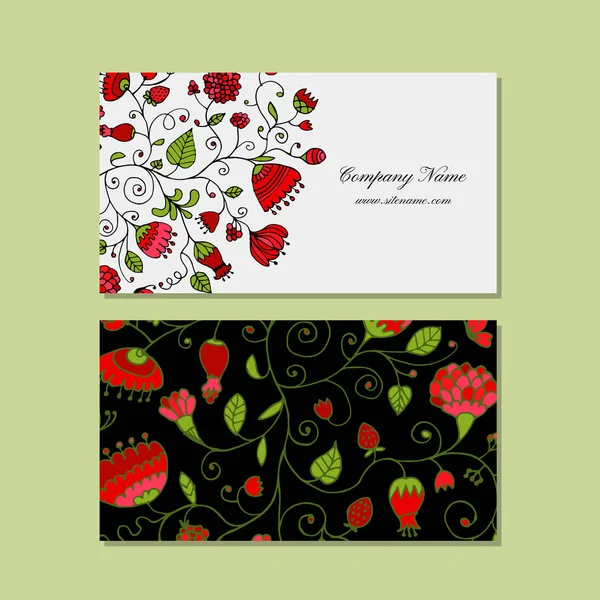 Design de cartões de visita, fundo floral — Vetor de Stock