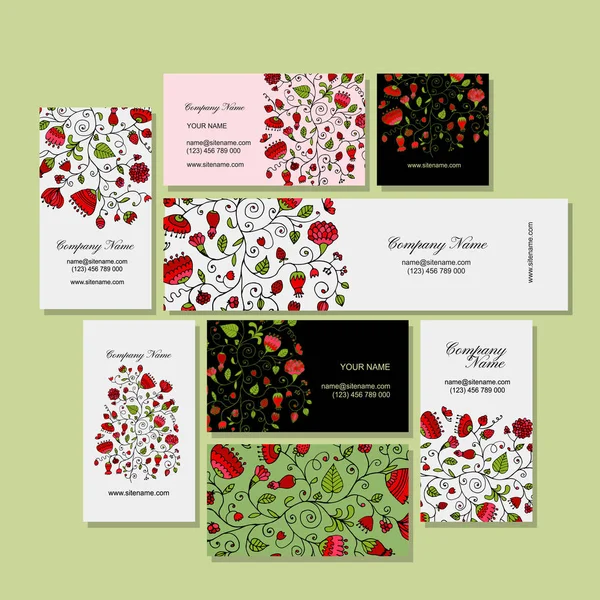 Business cards design, floral background — Stock Vector