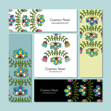 Kartvizit tasarım, halk çiçek arka plan stil.