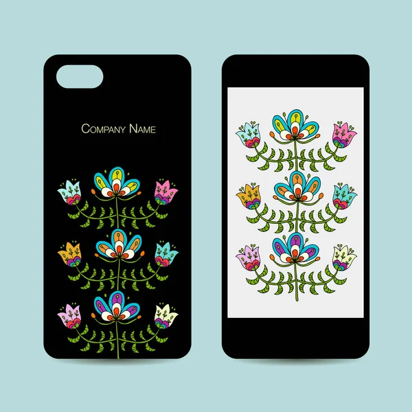 Cep telefonu tasarımı, halk çiçek arka plan stil.