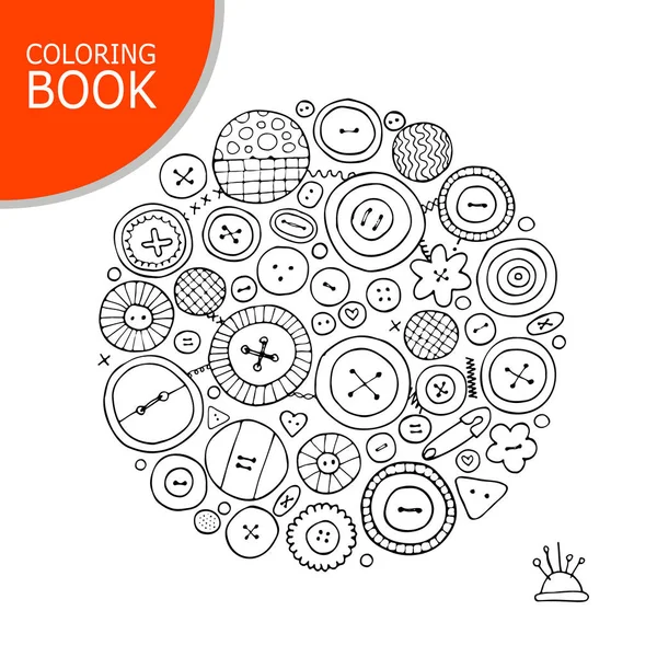 Desenho de coleção de botões. Página para o seu livro de colorir —  Vetores de Stock