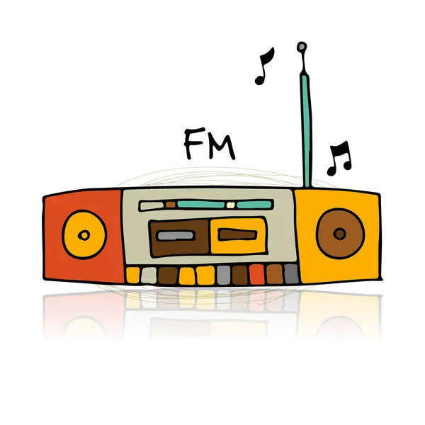 Radio vintage, boceto para su diseño — Vector de stock