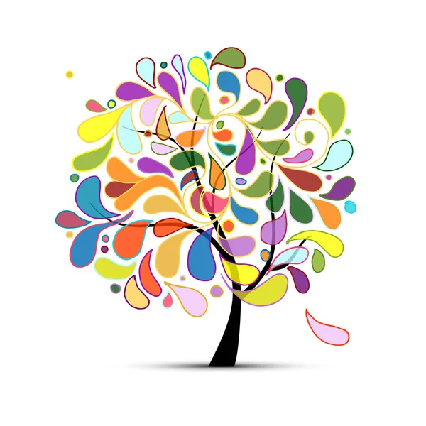 Árbol de arte colorido para su diseño — Vector de stock