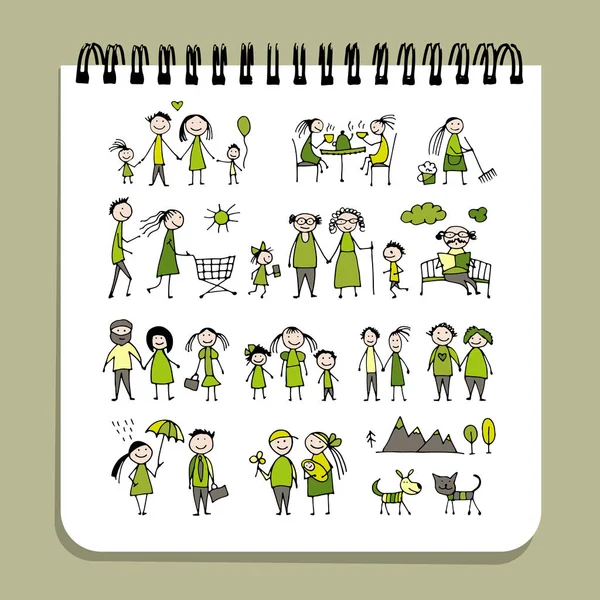 Diseño de cuaderno, conjunto de personas — Archivo Imágenes Vectoriales