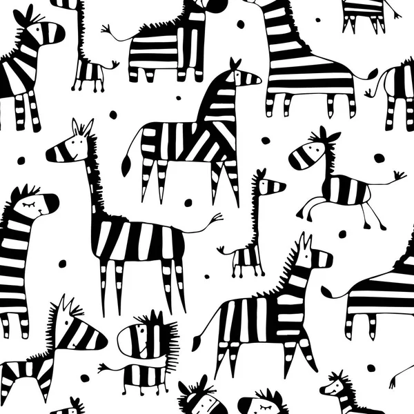 Zebra family, sketch for your design — Stock Vector