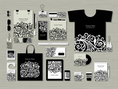 Kurumsal düz mock-up şablon, çiçek tasarım