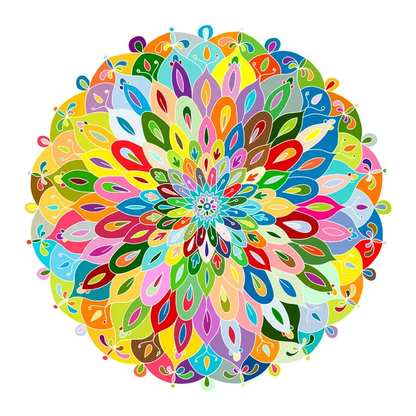 Adorno de mandala, patrón de colores para su diseño — Vector de stock