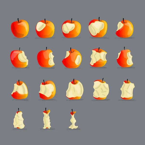 Stadia van eten apple, schets voor uw ontwerp — Stockvector