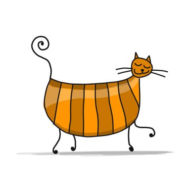 Şirin hamile kedi, tasarımınız için kroki