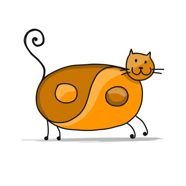 Yin y Yang gato, boceto para su diseño — Vector de stock
