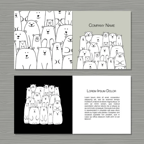 Дизайн поздравительных открыток, семья белых медведей — стоковый вектор