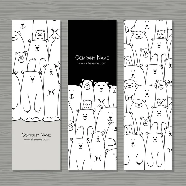 Diseño de tarjetas de felicitación, familia de osos polares — Vector de stock