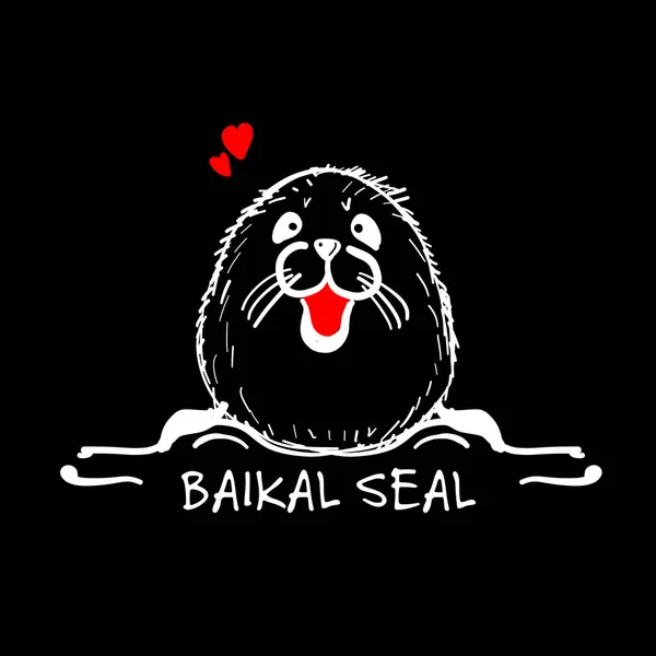 Sigillo Baikal, schizzo per il tuo design — Vettoriale Stock