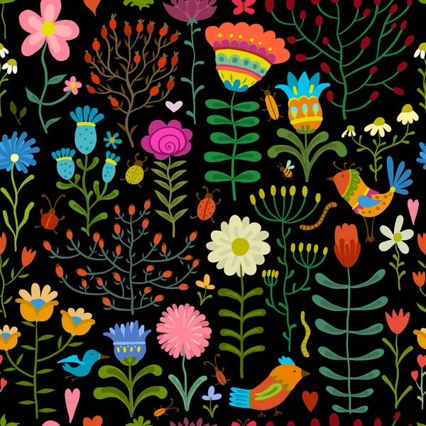 Motif floral sans couture, croquis pour votre conception — Image vectorielle