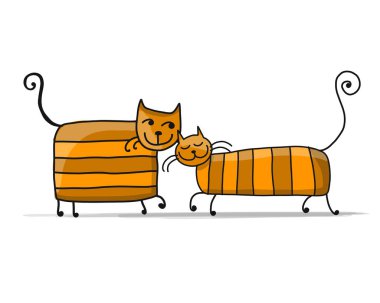 Sevimli çizgili kediler, tasarımınız için kroki