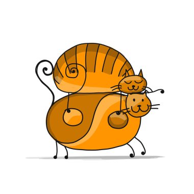 Sevimli çizgili kediler, tasarımınız için kroki