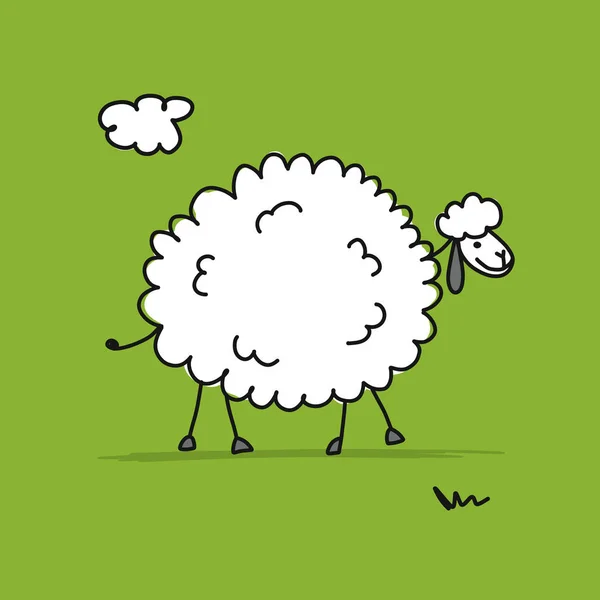 Funny sheep, sketch for your design — Stock Vector