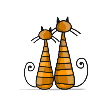 Sevimli çizgili kediler, tasarımınız için kroki