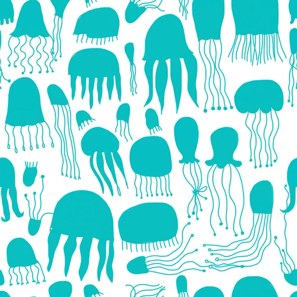 Vtipné medúzy, bezešvé vzor pro váš design — Stockový vektor
