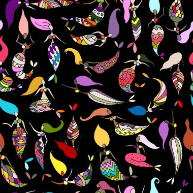 Deniz kızları kroki, tasarımınız için seamless modeli