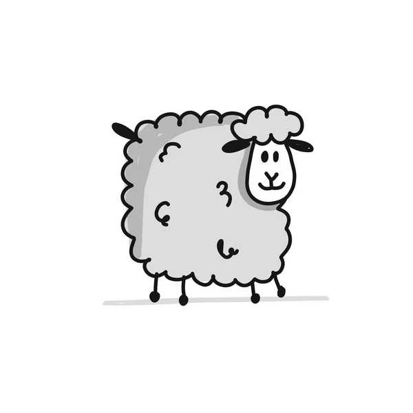 Funny sheep, sketch for your design — Stock Vector