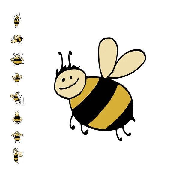 Grappige bee, schets voor uw ontwerp — Stockvector