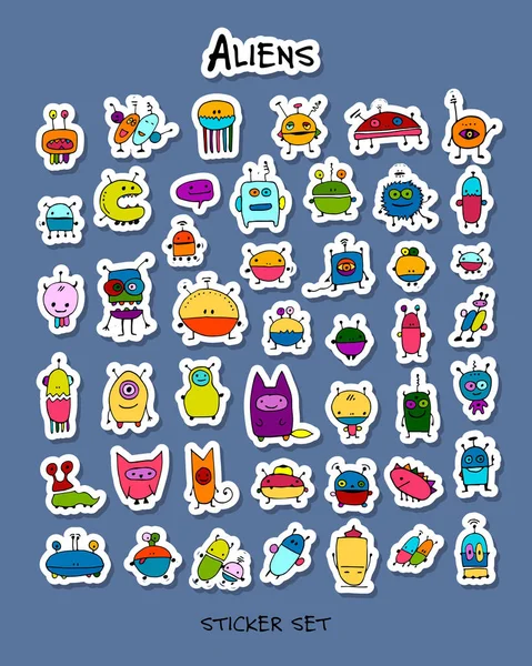 Komik uzaylılar, etiket tasarımlarınız için ayarla