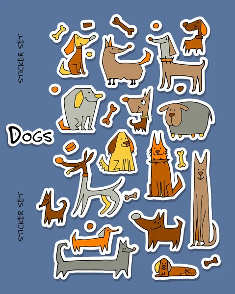 Αστεία σκυλιά, αυτοκόλλητα συλλογή για το σχέδιό σας — Διανυσματικό Αρχείο