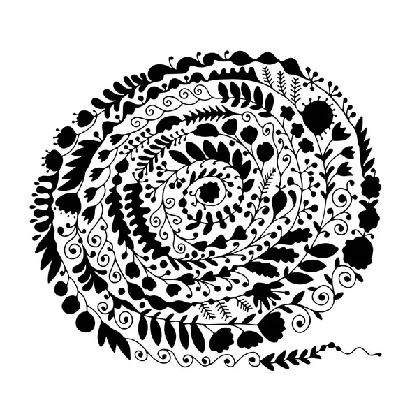 Adorno en espiral floral, boceto dibujado a mano para su diseño — Archivo Imágenes Vectoriales
