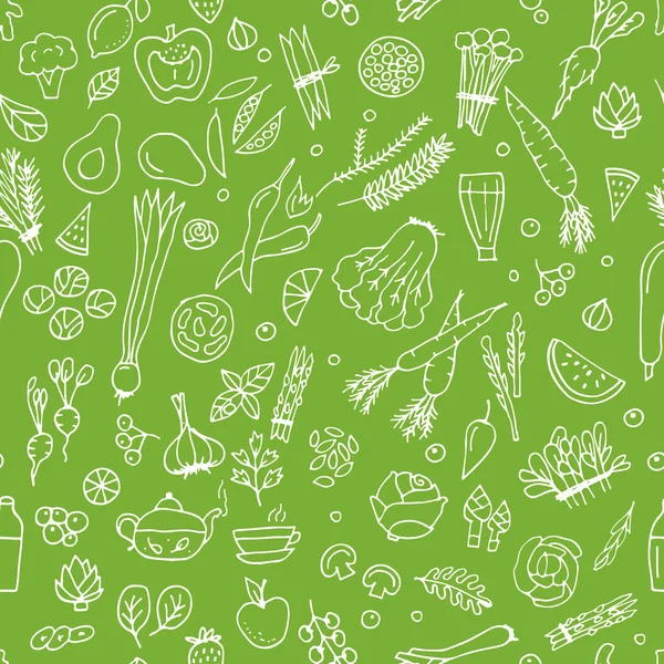 Légumes verts, désintoxication. Conception de modèle sans couture — Image vectorielle
