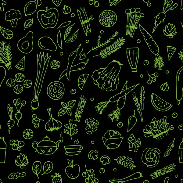 녹색 채소, 해독. 완벽 한 패턴 디자인 — 스톡 벡터