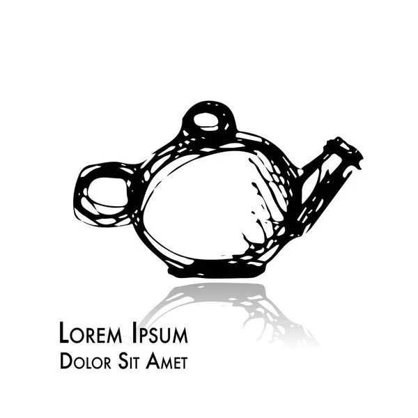 Чайник, каракули эскиз для вашего дизайна — стоковый вектор