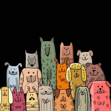 Komik köpek ailesi, çiziminizi yapın.