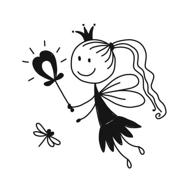 Sevimli küçük peri, tasarımınız için kroki