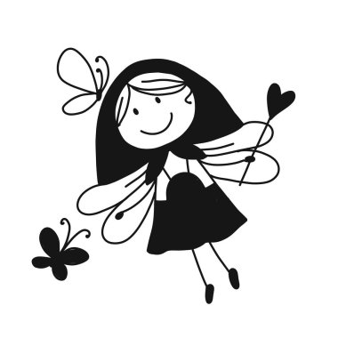 Sevimli küçük peri, tasarımınız için kroki