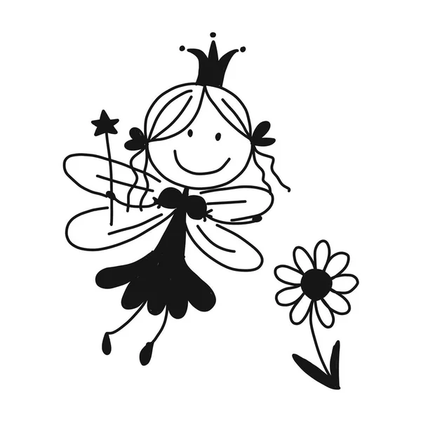 Cute little fairy, sketch for your design — Stock Vector