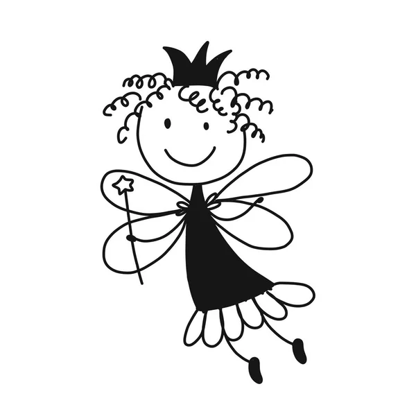 Cute little fairy, sketch for your design — Stock Vector