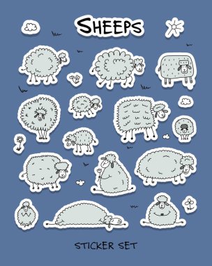 Komik koyunları, etiket tasarımlarınız için ayarla