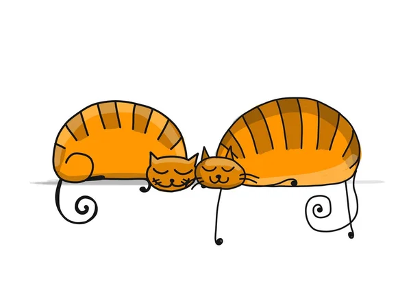 Χαριτωμένο ύπνο γάτες, σκίτσο για το σχέδιό σας — Διανυσματικό Αρχείο