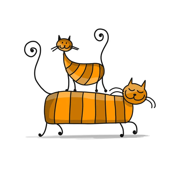 Gatos rojos, boceto para tu diseño — Vector de stock