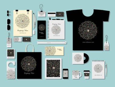 Kurumsal düz mock-up şablon, çiçek mandala tasarım