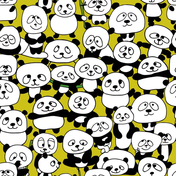 Pandas divertidos, patrón sin costuras para su diseño — Vector de stock