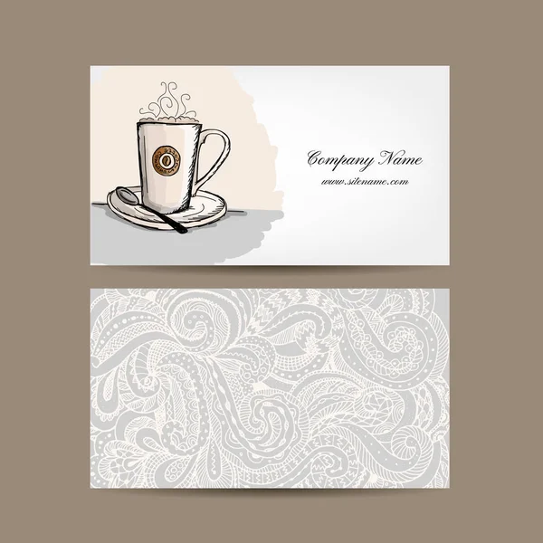 Επαγγελματικές κάρτες, σχεδιασμός με φλιτζάνι καφέ — Διανυσματικό Αρχείο