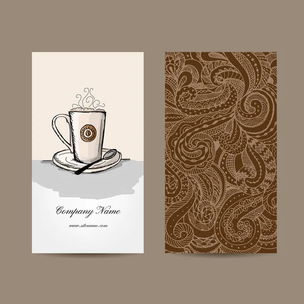 Diseño de tarjetas de visita con taza de café — Vector de stock