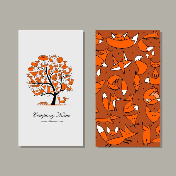 Business card design, foxy tree — Stock Vector