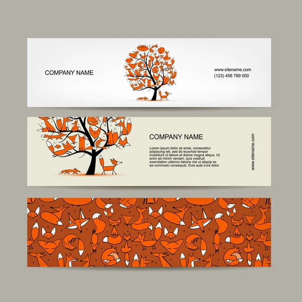 Afiş tasarımı, foxy ağaç — Stok Vektör